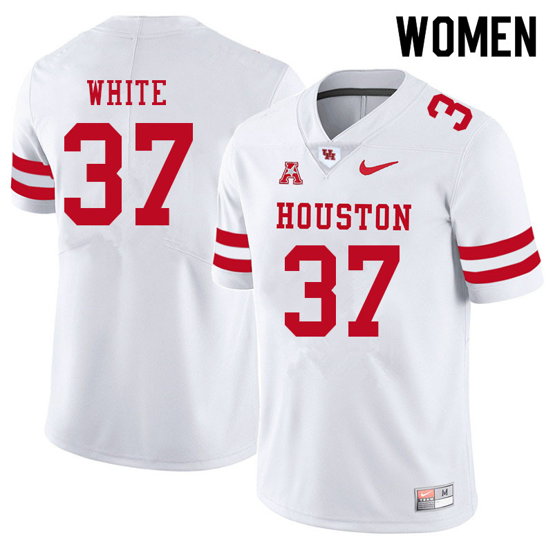 Women #37 William White Houston Cougars College Football Jerseys Sale-White